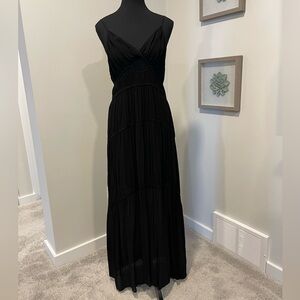 YFB Black Tiered Maxi Dress With Sternum Cut-Out EUC